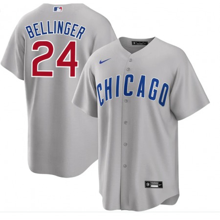 Men's Chicago Cubs #24 Cody Bellinger Grey Cool Base Stitched Jersey