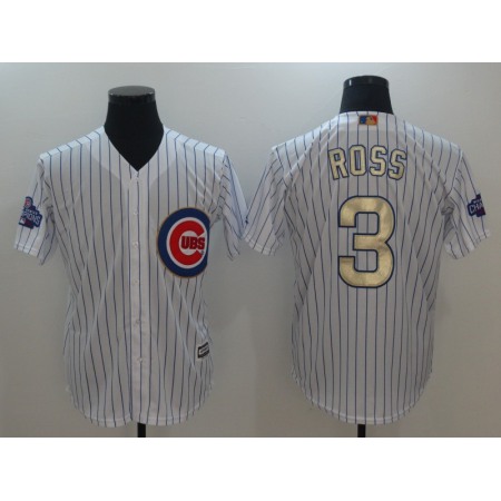 Men's Chicago Cubs #3 David Ross White 2017 Gold Program Cool Base Stitched MLB Jersey