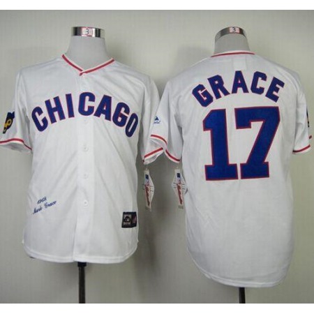 Mitchell And Ness 1968 Cubs #17 Mark Grace White Throwback Stitched MLB Jersey