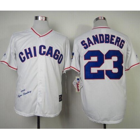 Mitchell And Ness 1988 Cubs #23 Ryne Sandberg White Throwback Stitched MLB Jersey