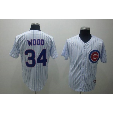 Cubs #34 Kerry Wood Stitched 3-Patch White MLB Jersey