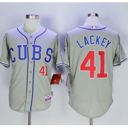 Cubs #41 John Lackey Grey Alternate Road Cool Base Stitched MLB Jersey