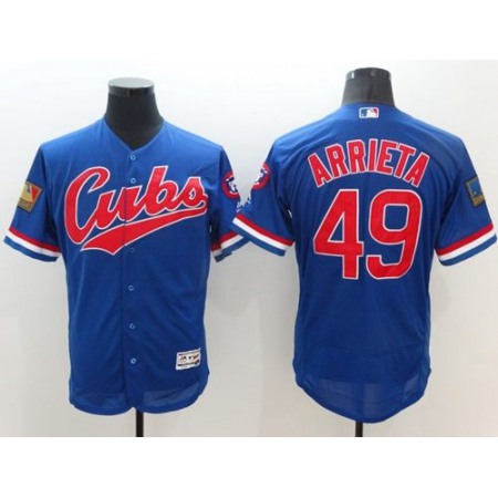 Cubs #49 Jake Arrieta Blue Flexbase Authentic Collection 1994 Turn Back The Clock Stitched MLB Jersey