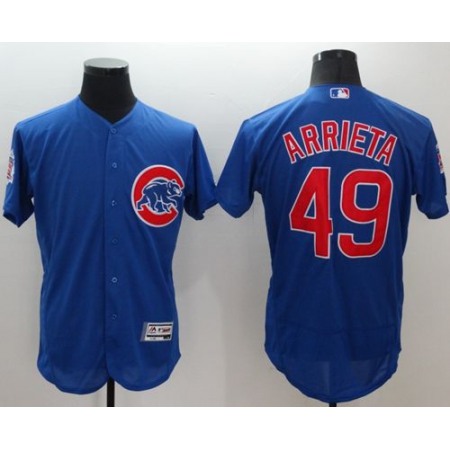 Cubs #49 Jake Arrieta Blue Flexbase Authentic Collection Stitched MLB Jersey