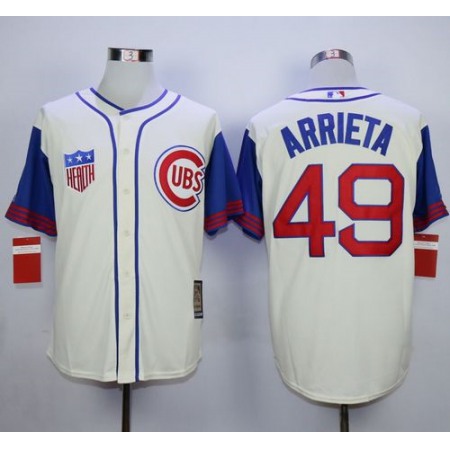Cubs #49 Jake Arrieta Cream/Blue 1942 Turn Back The Clock Stitched MLB Jersey