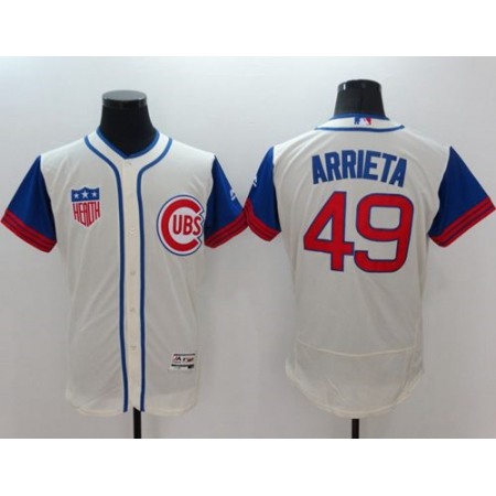 Cubs #49 Jake Arrieta Cream/Blue Flexbase Authentic Collection 1942 Turn Back The Clock Stitched MLB Jersey