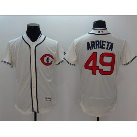 Cubs #49 Jake Arrieta Cream Flexbase Authentic Collection 1929 Turn Back The Clock Stitched MLB Jersey