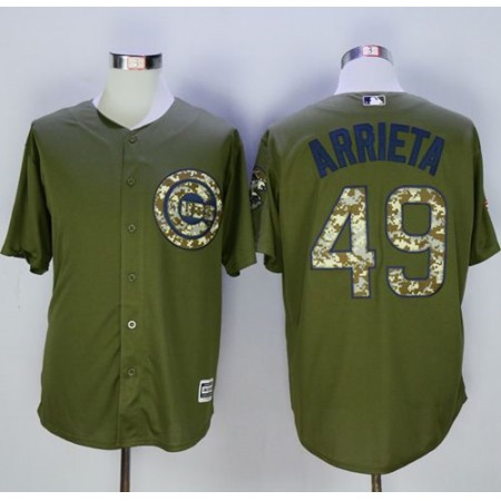 Cubs #49 Jake Arrieta Green Camo New Cool Base Stitched MLB Jersey