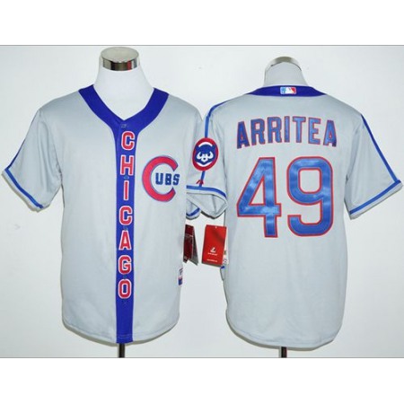 Cubs #49 Jake Arrieta Grey Cooperstown Stitched MLB Jersey