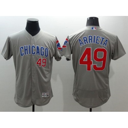 Cubs #49 Jake Arrieta Grey Flexbase Authentic Collection Road Stitched MLB Jersey