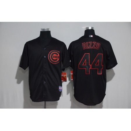 Men's Chicago Cubs #44 Anthony Rizzo Black Strip Stitched MLB Jersey