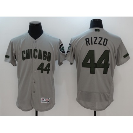 Men's Chicago Cubs #44 Anthony Rizzo Gray And Green Flex base Stitched Jersey