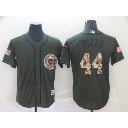 Men's Chicago Cubs #44 Anthony Rizzo Green Salute To Service Cool Base Stitched MLB Jersey