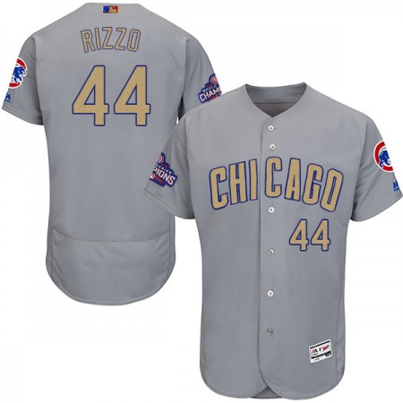 Men's Chicago Cubs #44 Anthony Rizzo World Series Champions Grey Program Flexbase Stitched MLB Jersey