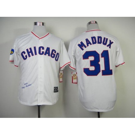 Mitchell And Ness 1988 Cubs #31 Greg Maddux White Throwback Stitched MLB Jersey