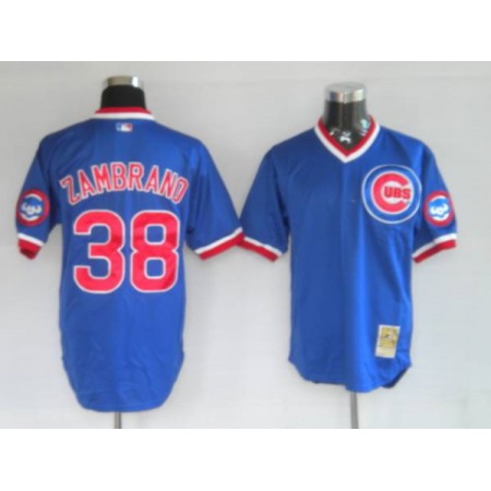 Mitchell and Ness Cubs #38 Carlos Zambrano Stitched Blue Throwback MLB Jersey