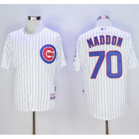 Cubs #70 Joe Maddon White(Blue Strip) Cool Base Stitched MLB Jersey