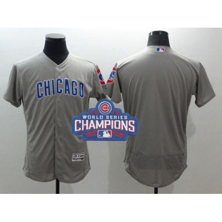 Cubs Blank Grey Flexbase Authentic Collection Road 2016 World Series Champions Stitched MLB Jersey