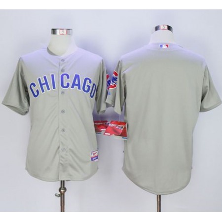 Cubs Blank Grey Road Cool Base Stitched MLB Jersey