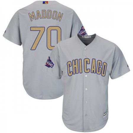 Men's Chicago Cubs #70 Joe Maddon World Series Champions Grey Program Cool Base Stitched MLB Jersey