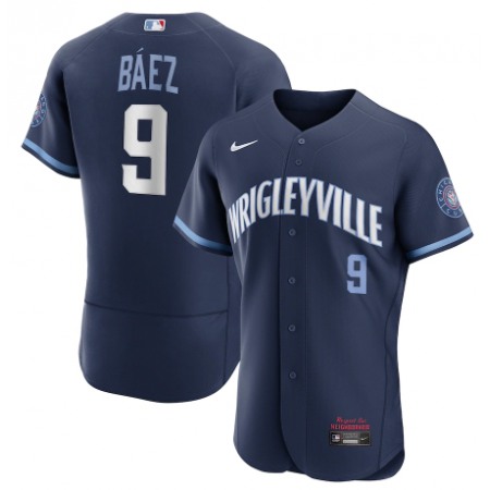 Men's Chicago Cubs #9 Javier Baez 2021 Navy City Connect Stitched Jersey