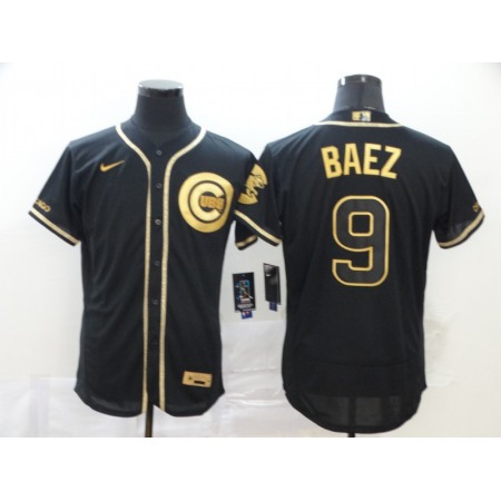 Men's Chicago Cubs #9 Javier Baez Black Golden Flex Base Stitched MLB Jersey