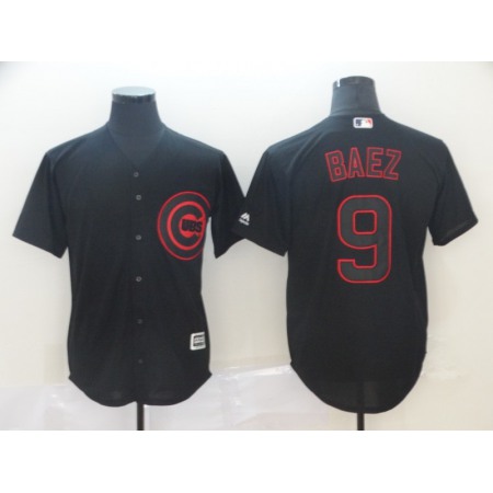Men's Chicago Cubs #9 Javier Baez Black Lights Out Stitched MLB Jersey