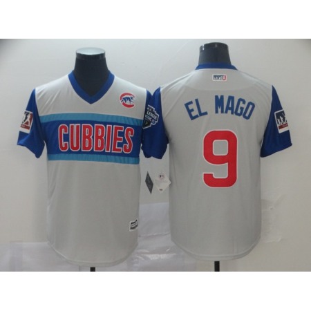 Men's Chicago Cubs #9 Javier Baez "El Mago" Majestic Gray 2019 MLB Little League Classic Replica Player Stitched Jersey