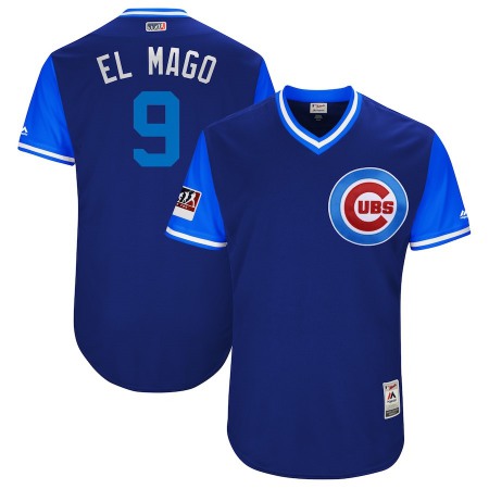 Men's Chicago Cubs #9 Javier Baez "El Mago" Majestic Royal/Light Blue 2018 Players' Weekend Authentic Stitched MLB Jersey