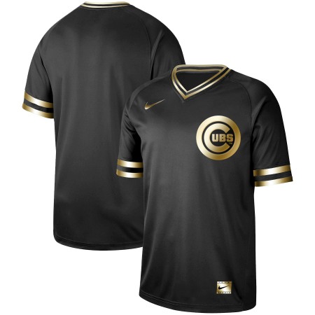 Men's Chicago Cubs Black Gold Stitched MLB Jersey