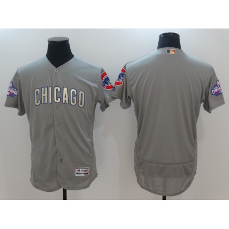 Men's Chicago Cubs Blank Gray World Series Champions Gold Program Flexbase Stitched MLB Jersey