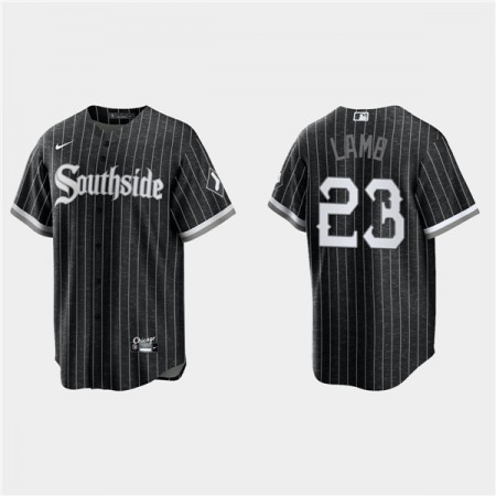 Men's Chicago White Sox #23 Jake Lamb Black 2021 City Connect Cool Base Stitched Jersey