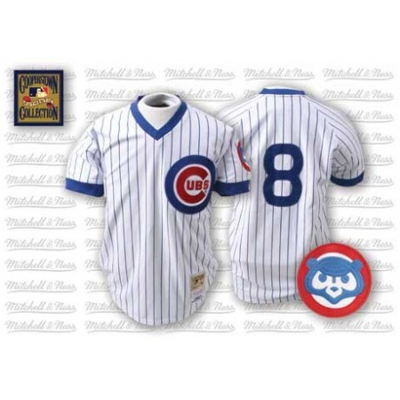 Mitchell and Ness Cubs #8 Andre Dawson Stitched White Wite Blue Strip Throwback MLB Jersey