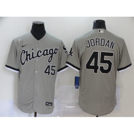 Men's Chicago White Sox #45 Michael Jordan Grey Flex Base Stitched Jersey