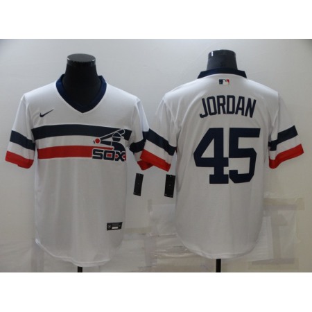 Men's Chicago White Sox #45 Michael Jordan White Cool Base Stitched Jersey