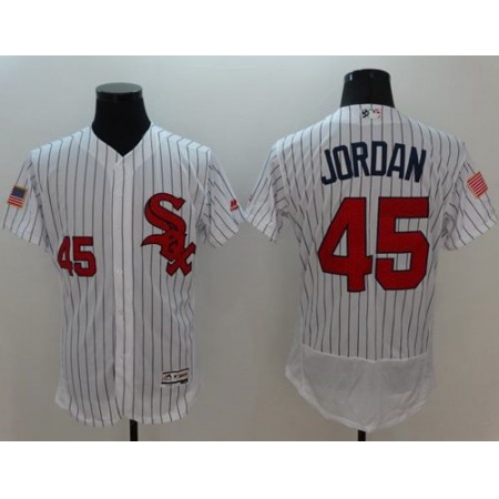 White Sox #45 Michael Jordan White(Black Strip) Fashion Stars & Stripes Flexbase Authentic Stitched MLB Jersey