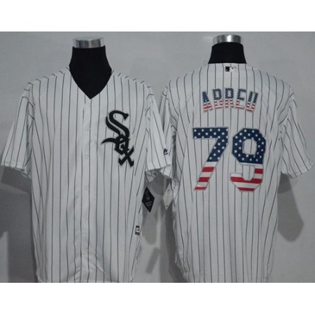 White Sox #79 Jose Abreu White(Black Strip) USA Flag Fashion Stitched MLB Jersey