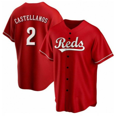 Men's Cincinnati Reds #2 Nick Castellanos Red Cool Base Stitched Baseball Jersey
