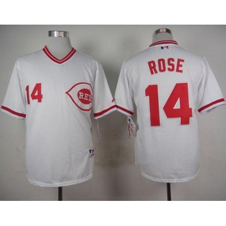 Reds #14 Pete Rose White 1990 Turn Back The Clock Stitched MLB Jersey