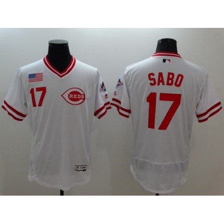 Reds #17 Chris Sabo White Flexbase Authentic Collection Cooperstown Stitched MLB Jersey