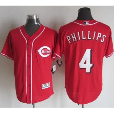 Reds #4 Brandon Phillips Red New Cool Base Stitched MLB Jersey