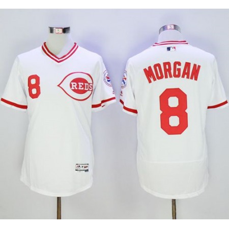 Reds #8 Joe Morgan White Flexbase Authentic Collection Cooperstown Stitched MLB Jersey