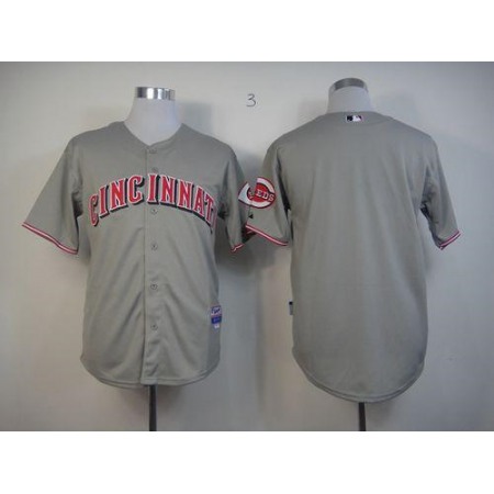 Reds Blank Grey Cool Base Stitched MLB Jersey