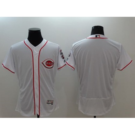 Reds Blank White Flexbase Authentic Collection Stitched MLB Jersey