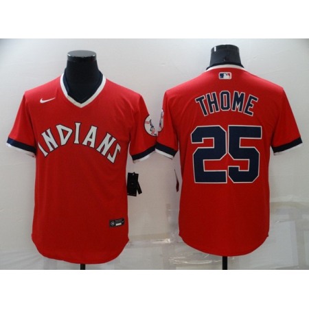 Men's Cleveland indians #25 Jim Thome Red Stitched Baseball Jersey