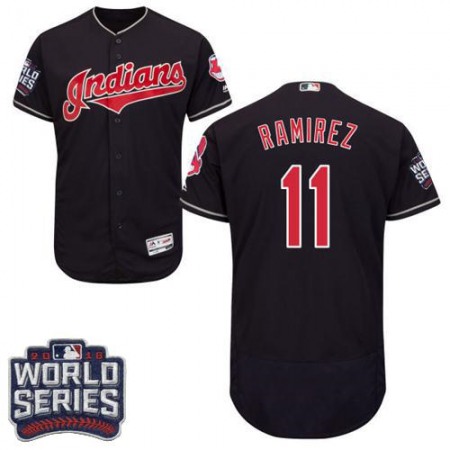 indians #11 Jose Ramirez Navy Blue Flexbase Authentic Collection 2016 World Series Bound Stitched MLB Jersey