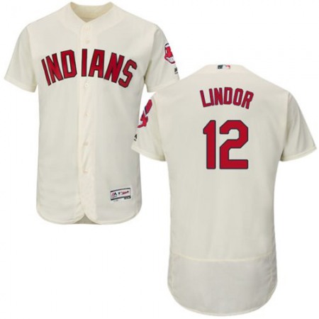 indians #12 Francisco Lindor Cream Flexbase Authentic Collection Stitched MLB Jersey