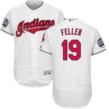 indians #19 Bob Feller White Flexbase Authentic Collection 2016 World Series Bound Stitched MLB Jersey