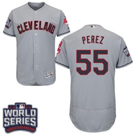 indians #55 Roberto Perez Grey Flexbase Authentic Collection 2016 World Series Bound Stitched MLB Jersey