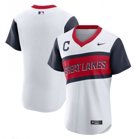 Men's Cleveland indians Blank 2021 White Little League Classic Home Flex Base Stitched Baseball Jersey